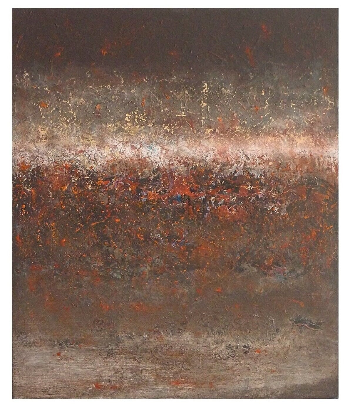 Abstract Landscape Painting, Brown Rust Burnt Orange, Textured Original ...