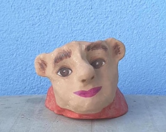 odd clay creature, original character, unique clipboard, monster whimsical, modern handmade, gift for husband