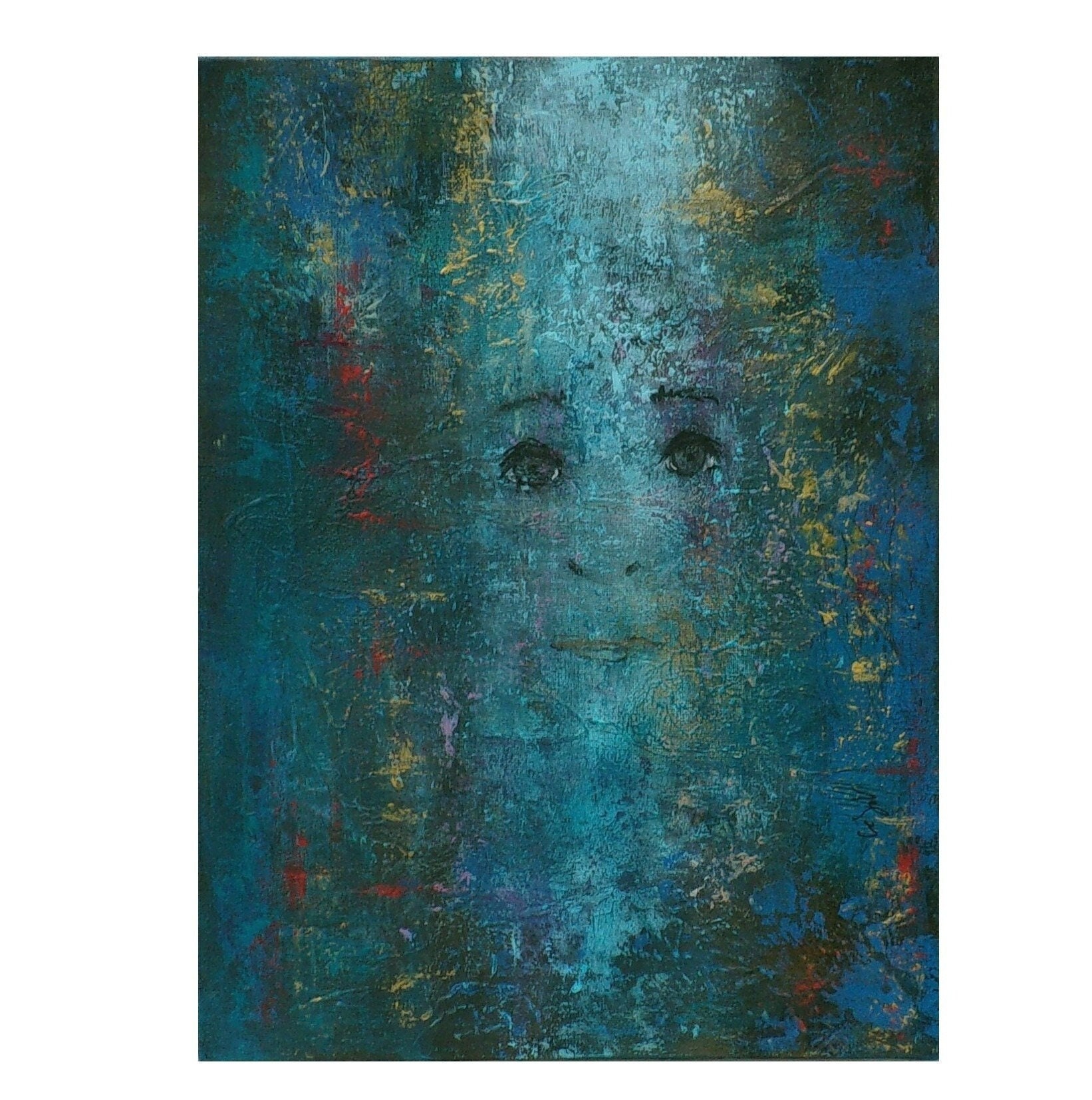 Tableau Abstrait Nuage Ciel Bleu Doré Toile Encadrée Art Mural Contemporain