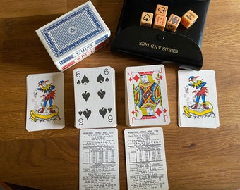 Vintage Whist Cards And Poker Dice In Case