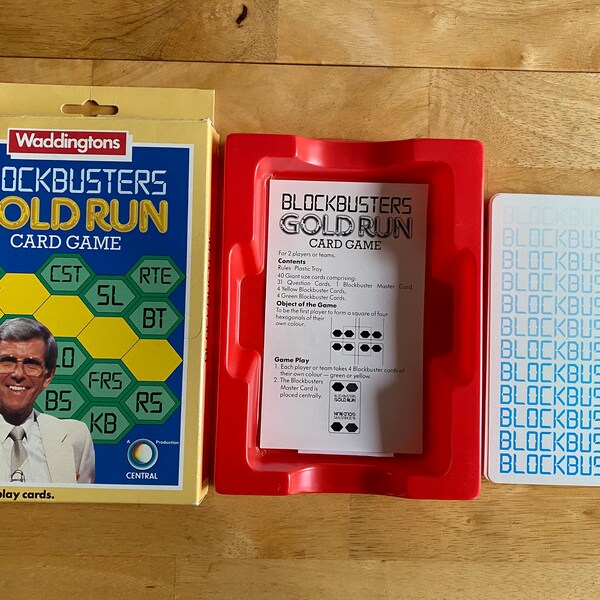 Vintage Blockbusters Gold Run Card Game - Waddingtons Travel Pocket Edition