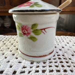 Made in Japan Hand Painted  Mustard Jar with Spoon