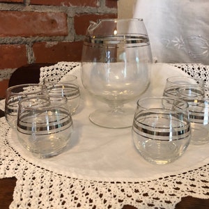 MCM Anchor Hocking Silver Striped Cocktail - Set of 6