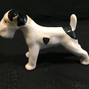 Vintage Made in Japan Black and White Schnauzer Porcelain/Ceramic Dog Figurine