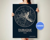 DUBUQUE Iowa CANVAS Print Map Dubuque Iowa Poster City Map Dubuque Iowa Wall Art Print Dubuque Iowa Black White Ivory Beige Blue Coffee