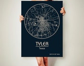 TYLER Texas CANVAS Map Tyler Texas Poster City Map Tyler Texas Art Print Tyler Texas Black White Ivory Beige Blue Coffee Black White Gift