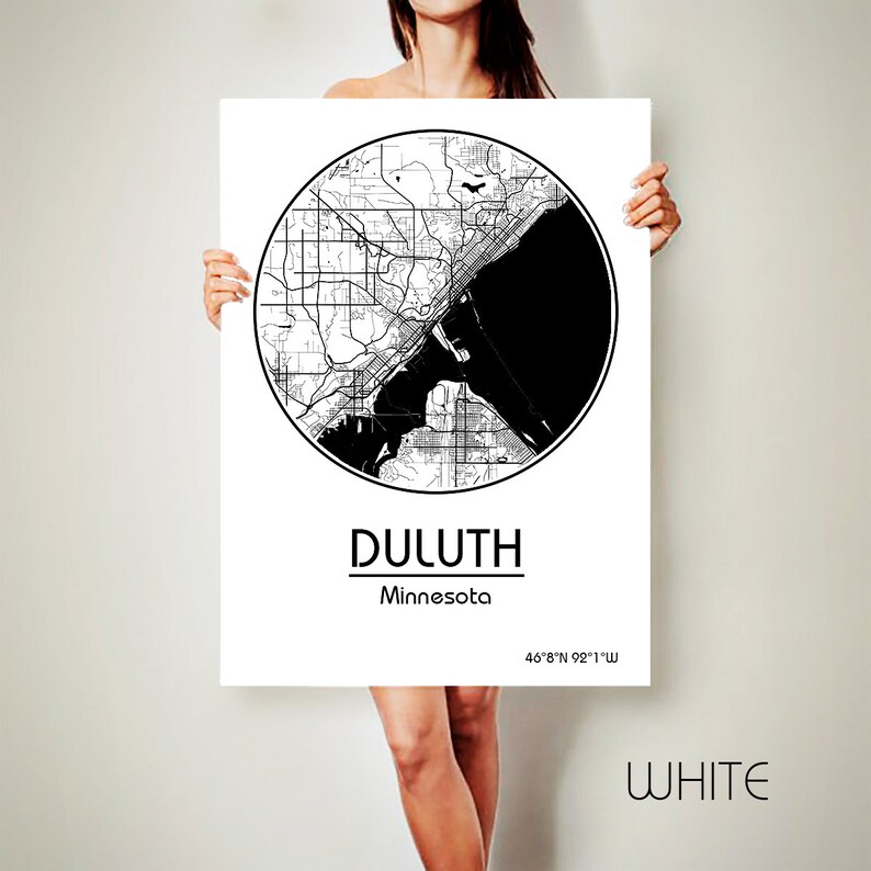 DULUTH Minnesota CANVAS Map Duluth Minnesota Poster City Map Etsy