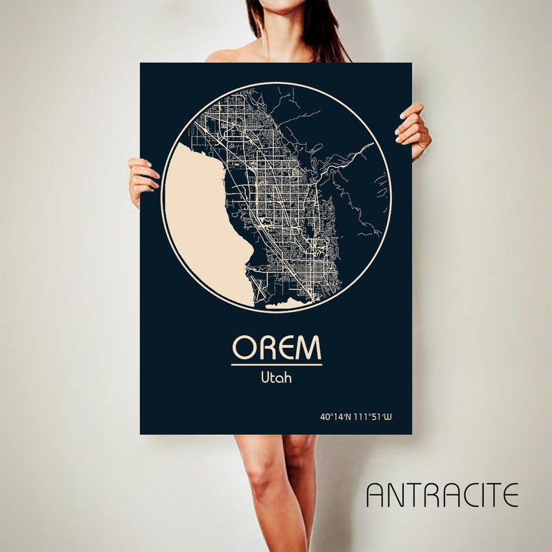 OREM Utah CANVAS Map Orem Utah Poster City Map Orem Utah Wall Etsy