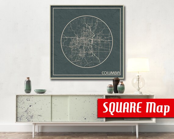 Columbia Mo Square Map Columbia Missouri Poster City Map Etsy