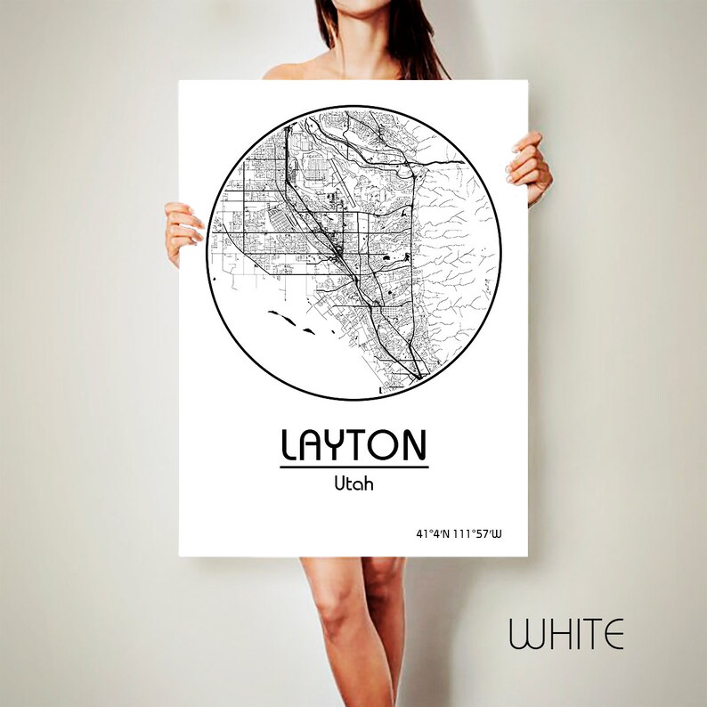 LAYTON Utah CANVAS Map Layton Utah Poster City Map Layton Utah Etsy
