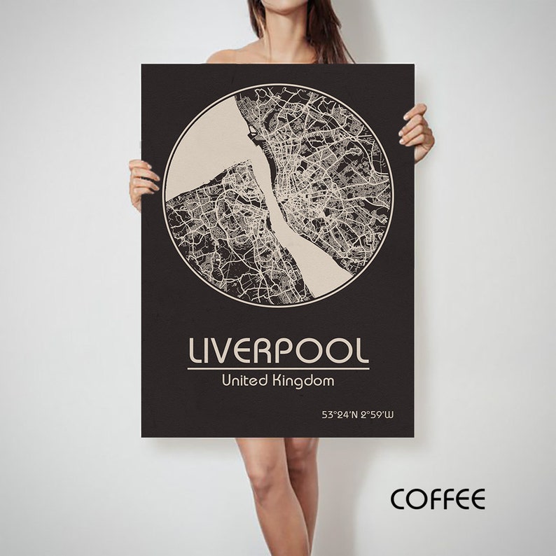 LIVERPOOL UK CANVAS map England Liverpool Poster City Map ...