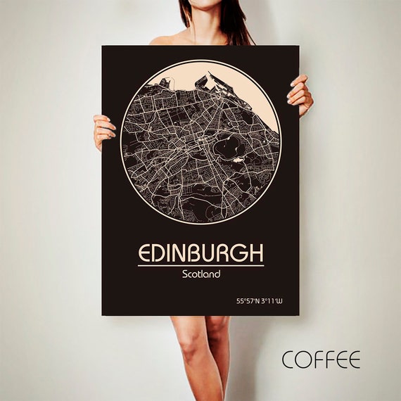 Edinburgh Scotland Canvas Map Edinburgh Scotland Poster City Etsy