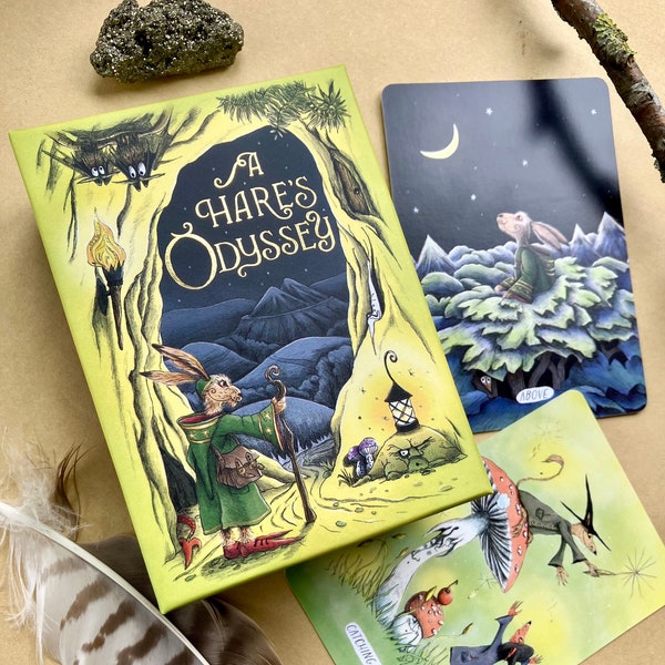 Oracle Cards Deck - A Hare’s Odyssey - unusual holiday gift - tarot type, nature lover, witchy gift for her, traveller, walker.