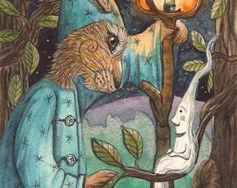 Bicklesprite, A3/4/5 signed art Print - Magical nature spirit, Matlock the Hare, illustration