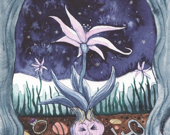 Full Moon, A3/4/5 signed art Print - Magical full moon, Matlock the Hare, illustration.