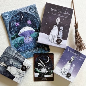 Oracle Cards Deck - White Hare Wisdom by Jacqui & PhilLovesey - unusual holiday gift - tarot type, divination, whimsical white rabbit, witch