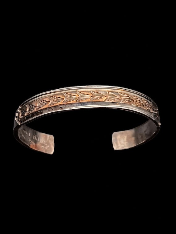 DARIN BILL Navajo Sterling Silver GF Cuff Bracelet Native American Hallmarked