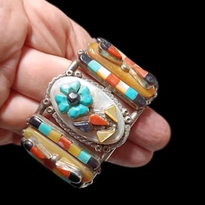 Vintage 60s Zuni Cuff Bracelet M.S. SIMPLICIO Sterling RARE Vintage Native