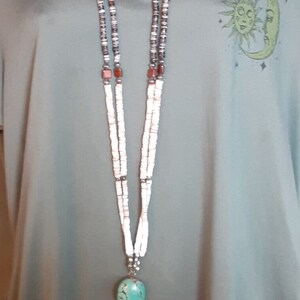 Long Heishi Statement Necklace Turquoise Jacla image 2