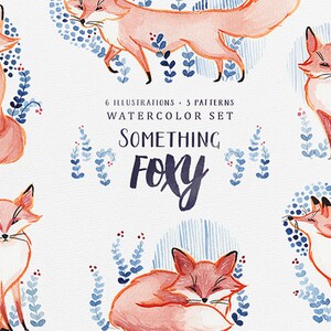 Something Foxy - Watercolor Foxes, Digital Clipart, Woodland Clipart, Seamless Pattern, Fox Pattern, Digital Paper, Instant Download