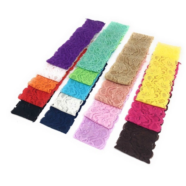 Lace Elastic Headbands,  2" Wholesale Headbands, Stretch Headbands DIY Supplies