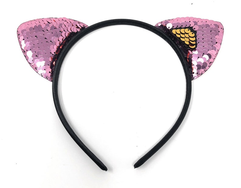 Cat Ear Flip Sequins Headband Girls Headband Back to School Etsy
