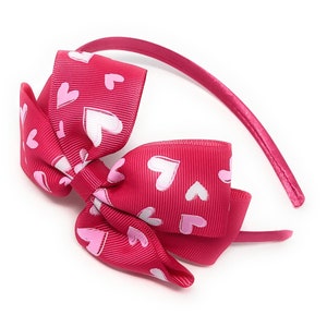 Hair Bow Headband for Girls, Hair Accessories for Kids, Satin Lined Hard Hair bow Hairband, Birthday Gift and Party Favors, 1 Pc