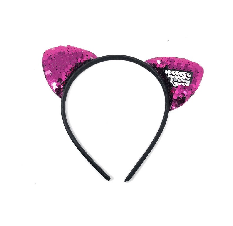 Cat Ear Flip Sequins Headband Girls Headband Back to School Etsy