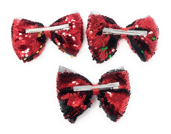 Reversible Sequin Mermaid Bow Hair Clips Red Sequins Hair Bow Kids Hair Accessories Girls Barrette Clips 1 Pc Etsy Canada