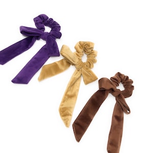Velvet Bow Hair Scrunchies for Women, Ponytail Holder Hair Tie for Girls, Solid Color Elastic Headband, Gifts for Girls