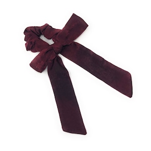 Satin Bow Hair Scrunchies for Women, Ponytail Holder Hair Tie for Girls, Solid Color Elastic Headband, Gifts for Girls - Wine Color