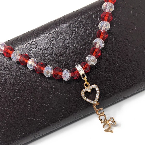 Les filles collier de perles avec breloque coeur, bijoux en perles pour enfants, mot collier porte-bonheur pour les enfants, cadeaux de princesse pour les filles