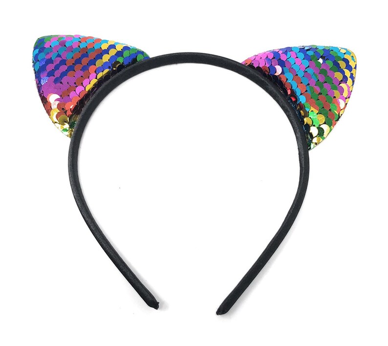 Cat Ear Flip Sequins Headband Girls Headband Back to School Etsy