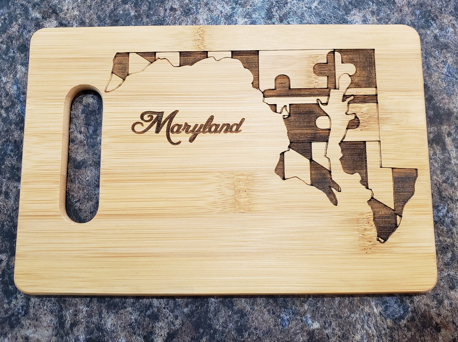 Cutting Board Lasered Engraved With Maryland State Outline Etsy