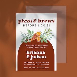 Pizza and Brews Before I Do&#39;s | Brewery Wedding | Rehearsal Dinner | Boho Wedding Invitation | Pizza Wedding | Beer Wedding | Digital File