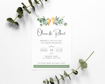Brewery Wedding Invitation: Hoppily Ever After Design (Digital File)