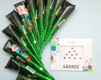 12pcs 100% Natural Instant Dark Brown Henna cone MEHANDI CONE Tattoo Out Liner /henné/хна (1 Dozen Henna cones)