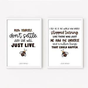 Jojo Moyes Book Quote Prints: Me Before You, Inspirational Wall Art (Set of Two)