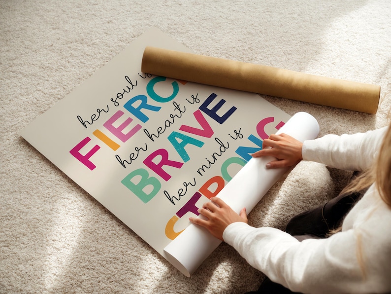 Feminist Quote Print: Rainbow Typography, Motivational Wall Art immagine 2