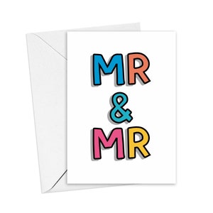 Mr & Mr Card | Gefeliciteerd bruiloft kaart | Pasgetrouwden | Homohuwelijk | LGBTQ | Kaart voor bruidegom | Eenvoudige en kleurrijke kaart | 5 x 7 | Bruidegom