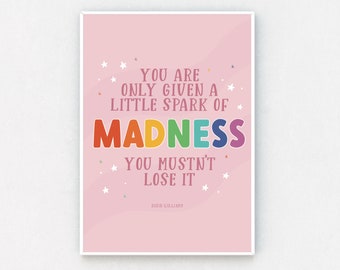 Poster Master Stampa Motivazionale: One Little Spark Of Madness - Robin Williams, 24x32 Cm