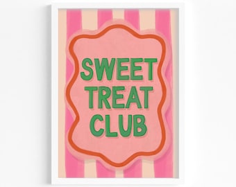 Sweet Treat Club Print: Candy Stripe Kitchen Art | Colourful Wall Decor
