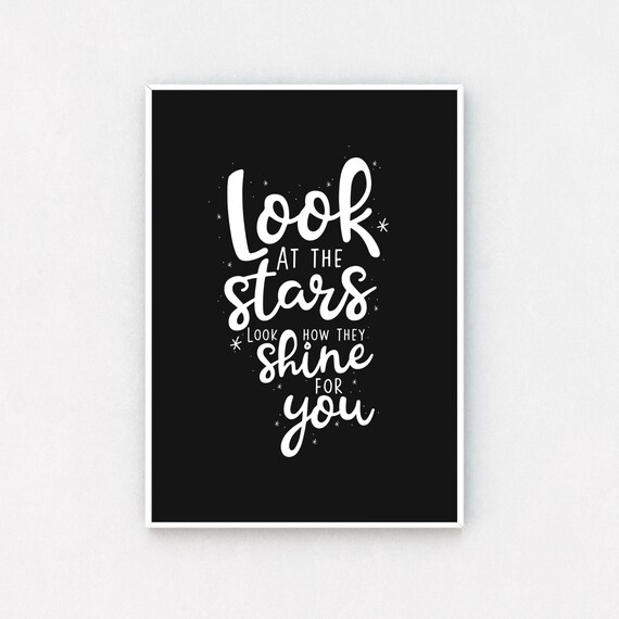 Coldplay Song Lyrics Print / Yellow / Look at the Stars Look | Etsy