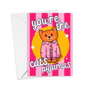 Vous êtes le pyjama du chat | Carte de voeux attentionnée pour amis et parents | Cadeau d'amitié lié aux chats | Pyjama rose pour occasions spéciales A6