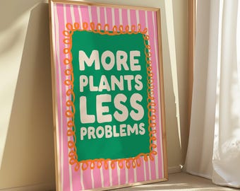 Gardening and Plant Lovers Print | Colorful Typography Wall Art, Pink Green Dopamine Decor