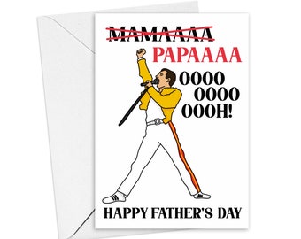 Father's Day Card | Queen | Bohemian Rhapsody | Funny Fathers Day Gift | A5 Greetings Card | Freddie Mercury | Live Aid 80s Nostalgia Movie