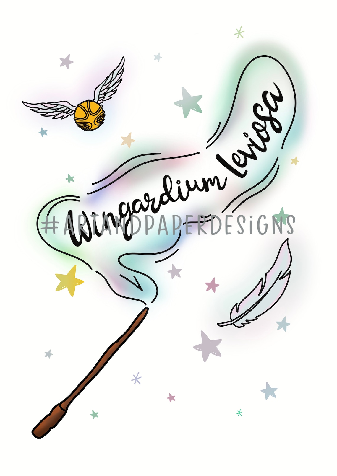 Wingardium Leviosa / Harry Potter Spell Illustration / Etsy