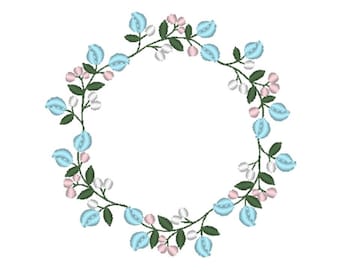 EMBROIDERY FILE  Small wreath with roses for monogram machine embroidery file 4 x 4 hoop instant download