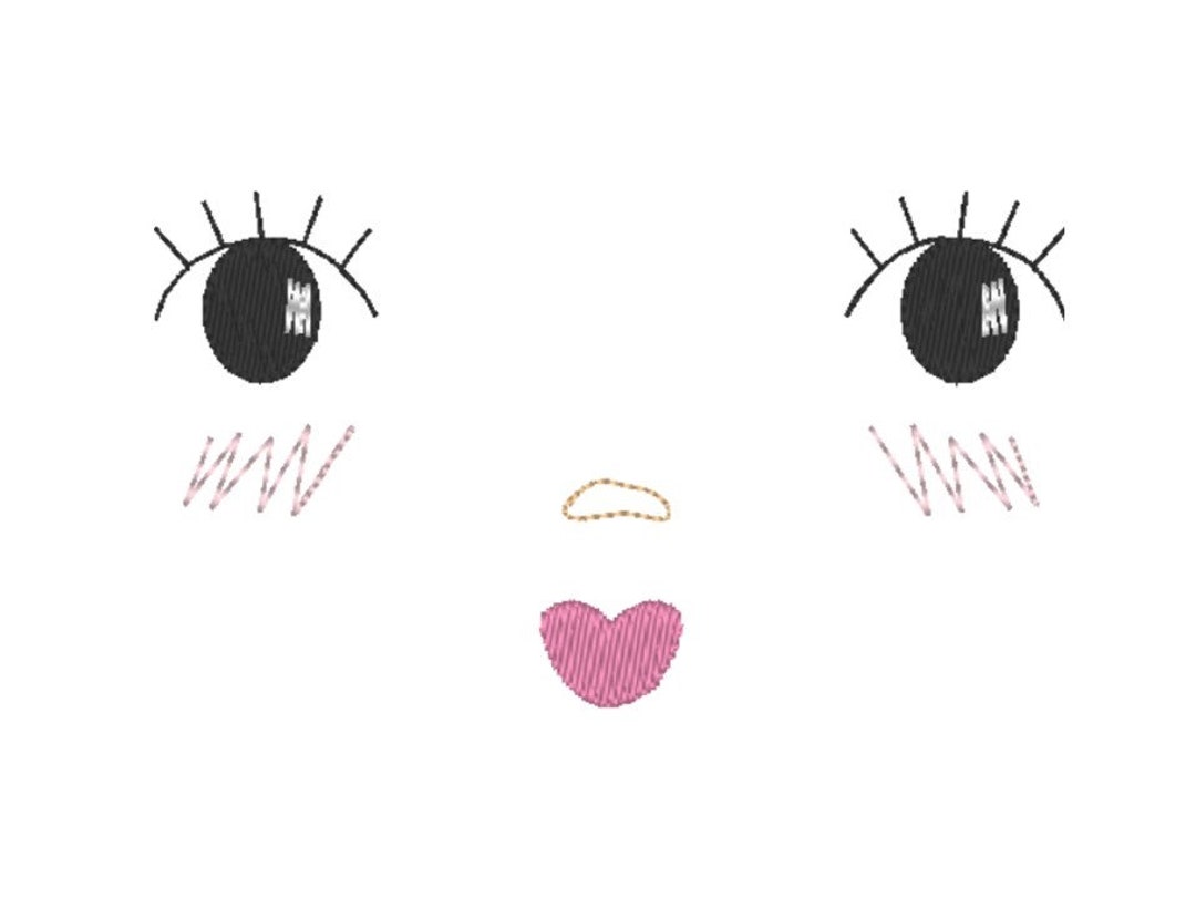 Doll Face Embroidery File Handmade Look 3 Sizes INSTANT DOWNLOAD 4 X 4