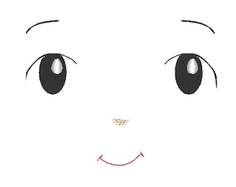 Embroidery file Hand stitch look Doll Face  3 sizes INSTANT DOWNLOAD 4 X 4 EMBROIDERY